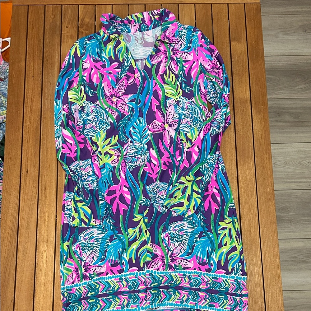 Lilly Pulitzer Tropical Pink and Blue Womens Active Dress